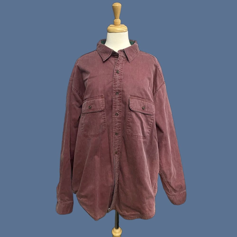 Vintage VINTAGE L.L.Bean Mens Shacket Barn Chore Shirt Jacket Burgundy 2XL Button-Up Long Sleeve Cotton Canvas Lined Pockets Winter Fall Spring Retro Size US XXL / EU 58 / 5 - 1 Thumbnail