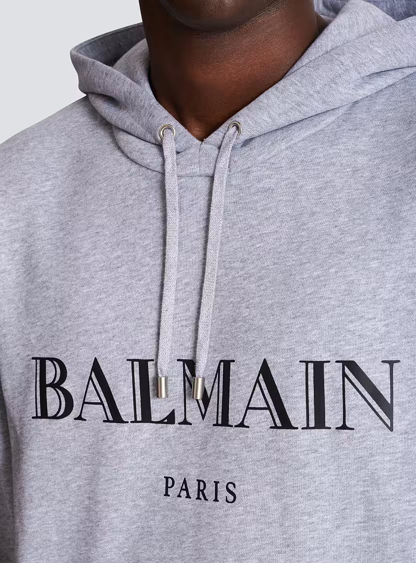 Balmain o1s1wg110925 Printed Hoodie in Grey Size US XL / EU 56 / 4 - 7 Thumbnail