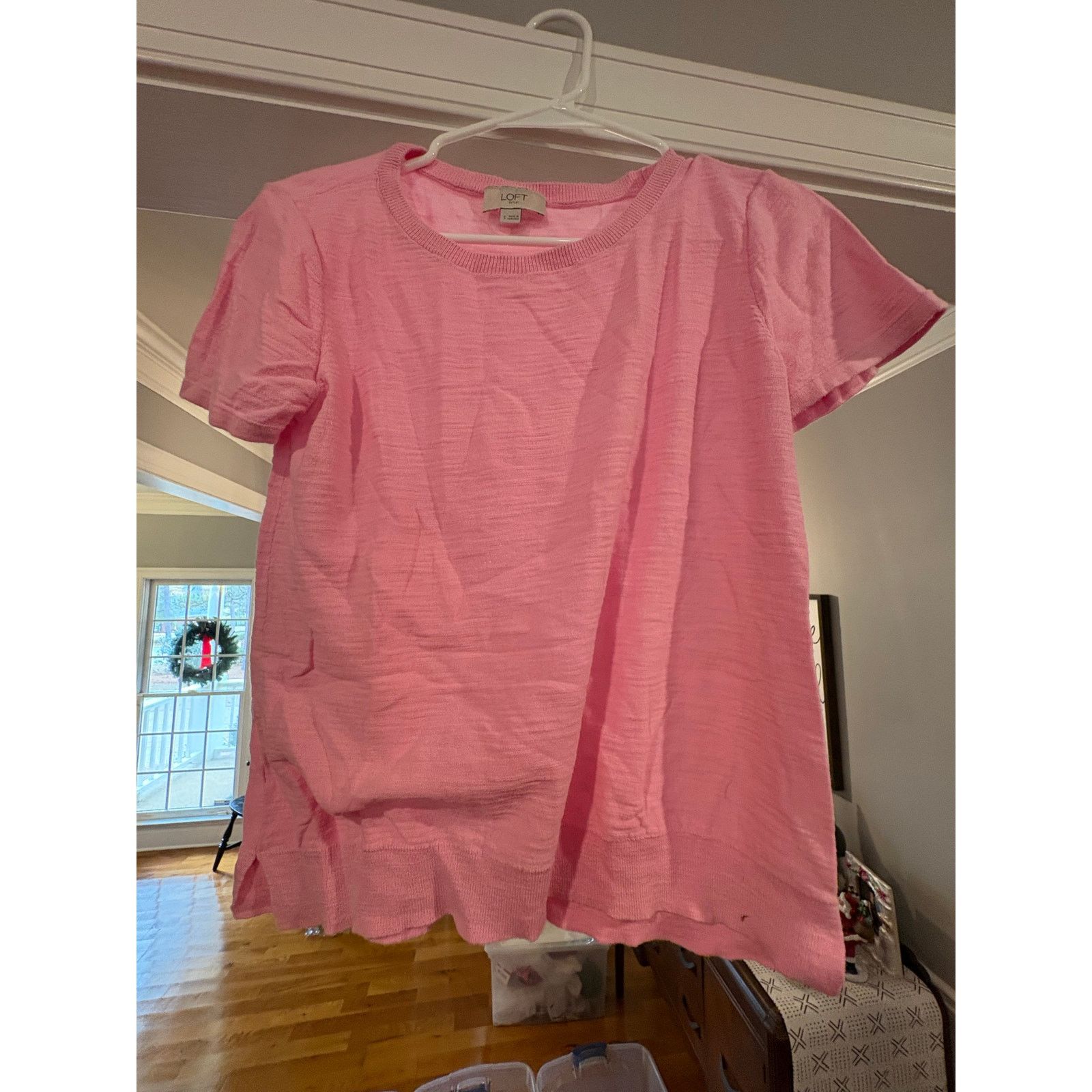Loft LOFT Outlet Women’s Small Pink Short Sleeve Knit Top Size S / US 4 / IT 40 - 2 Thumbnail