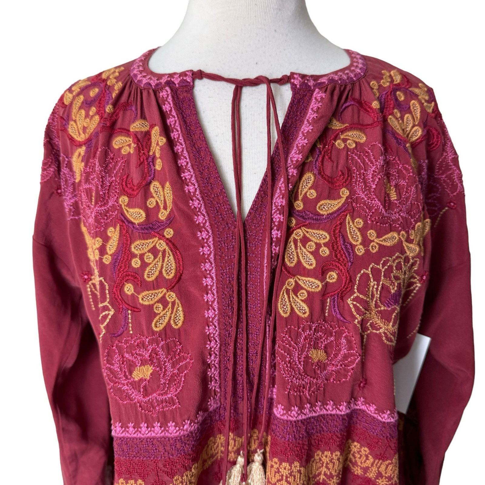 Johnny Was JOHNNY WAS PEYTON TUNIC 100% Silk Currant Size MEDIUM NWT Size M / US 6-8 / IT 42-44 - 11 Thumbnail