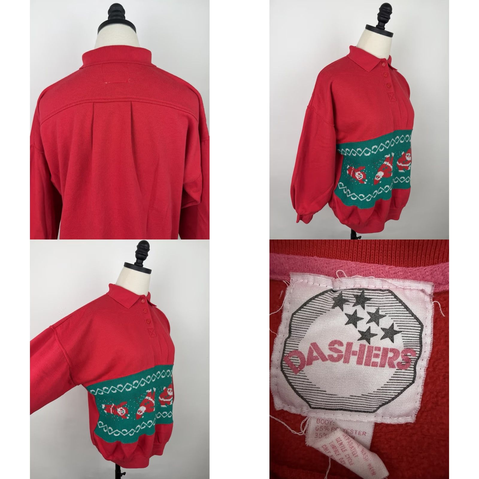 Vintage VINTAGE Dashers Sweatshirt Womens Medium Collared Christmas Holiday Red Knit Cotton Blend Long Sleeve Pullover 80s 90s Retro Christmas Womens Size M / US 6-8 / IT 42-44 - 8 Thumbnail