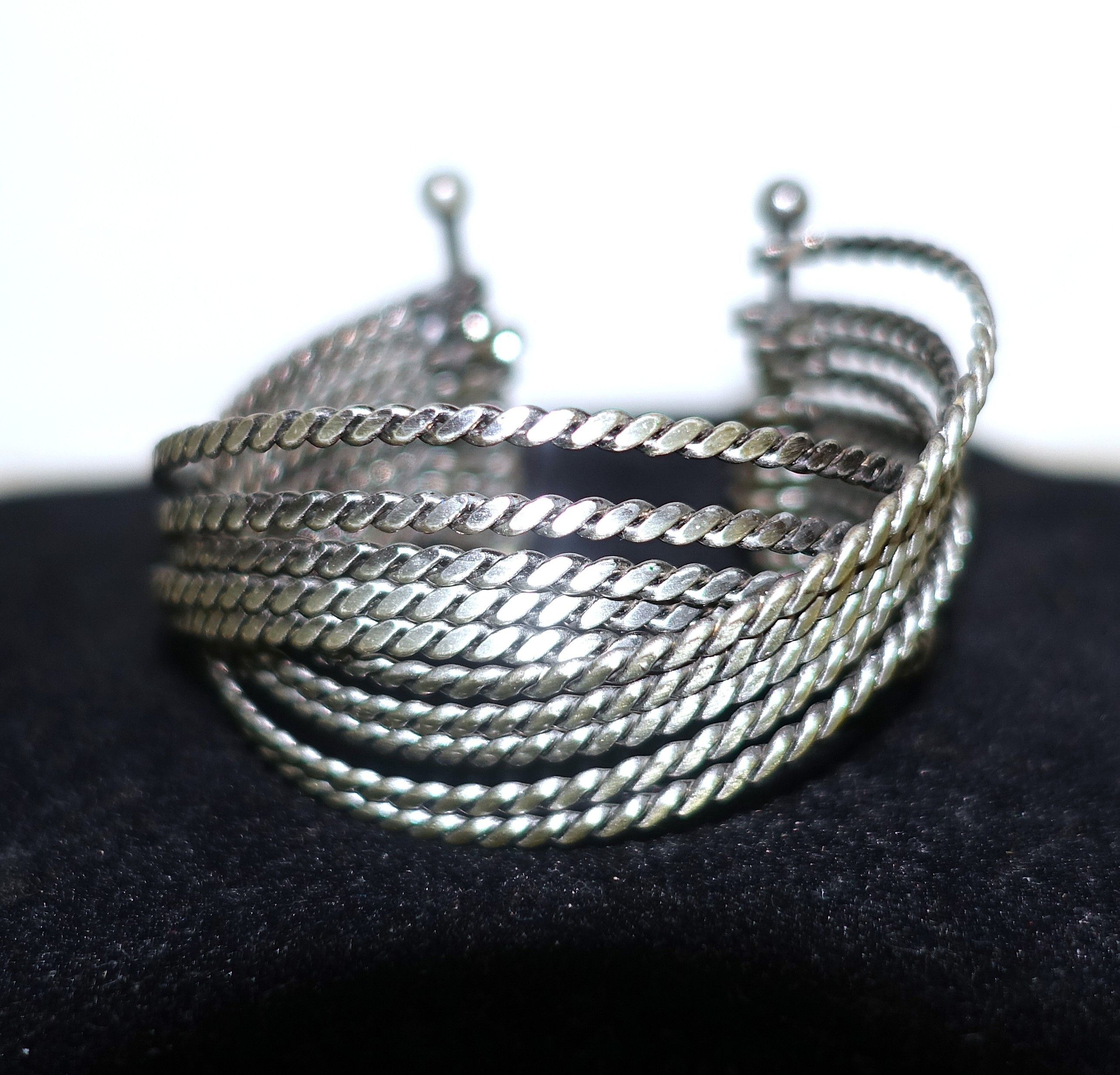 Vintage Silver tone Multi Strand Cuff Bracelet Size ONE SIZE - 6 Thumbnail