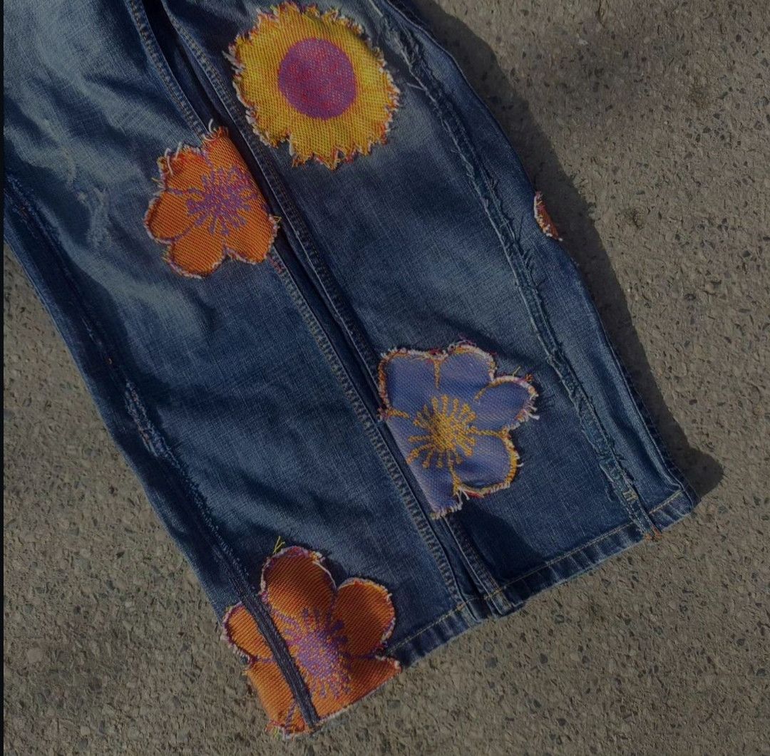 Other Blue Floral Denim Size US 42 / EU 58 - 3 Thumbnail