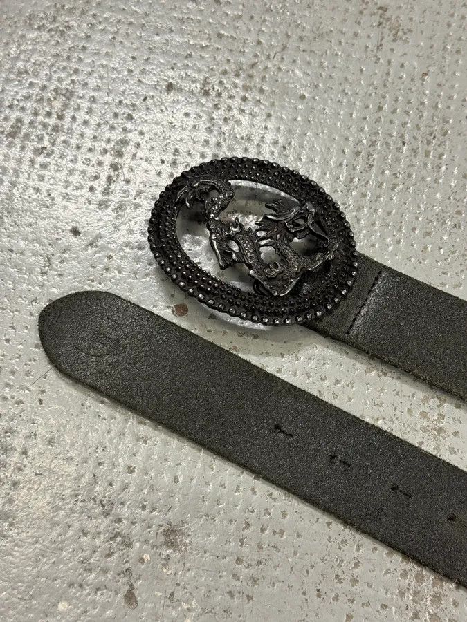 Designer × Roberto Cavalli × Vintage 2000s Cavalli Asian Dragon Black Leather Belt Size ONE SIZE - 4 Thumbnail