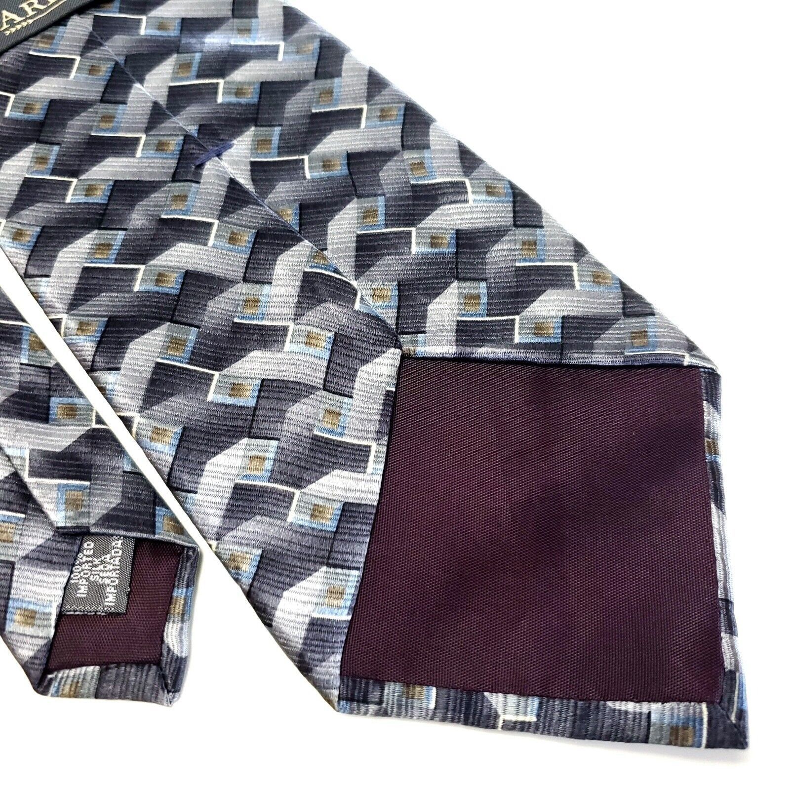 Arrow Arrow Gray Blue Metallic Geometric Print Short Wide Silk Tie Size ONE SIZE - 5 Thumbnail