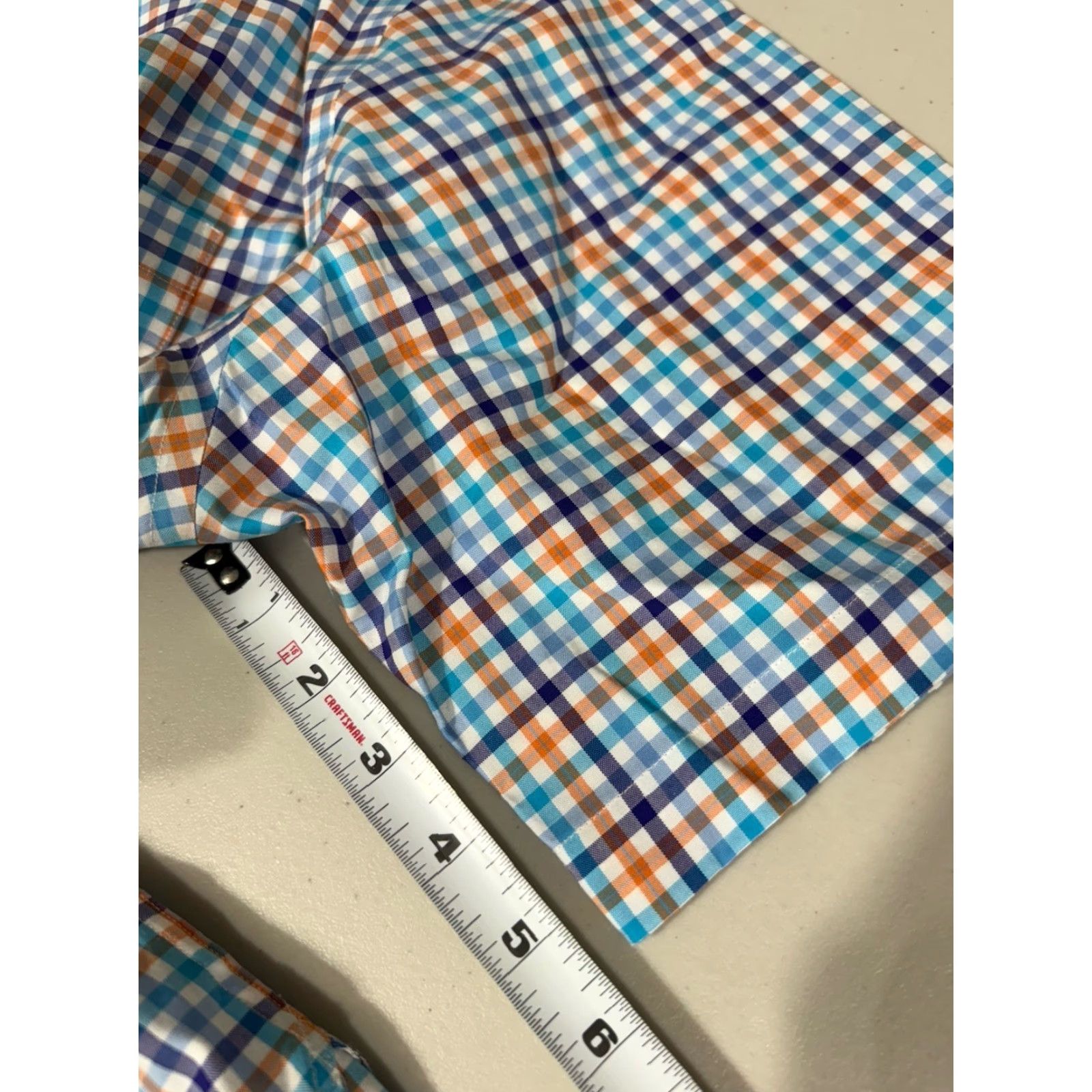Cremieux Daniel Cremieux Shirt Mens L Blue Orange Plaid Signature Collection Button Short Sleeve Shirt Size US L / EU 52-54 / 3 - 3 Thumbnail