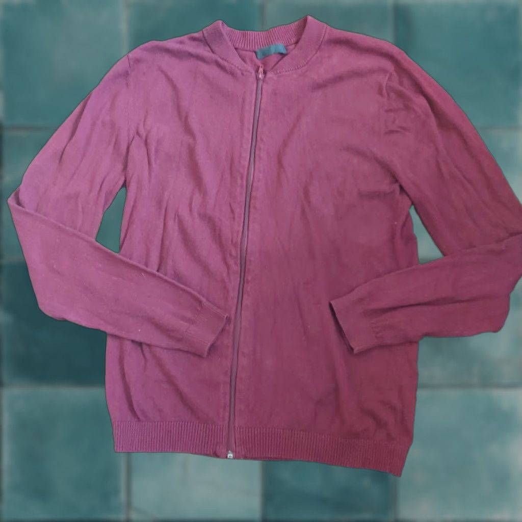 Asos ASOS Jacket Men Zip Up Burgundy XL Size Regular Red Outdoor Fall Spring Summer Winter Travel Workwear Casual Size US XL / EU 56 / 4 - 1 Thumbnail