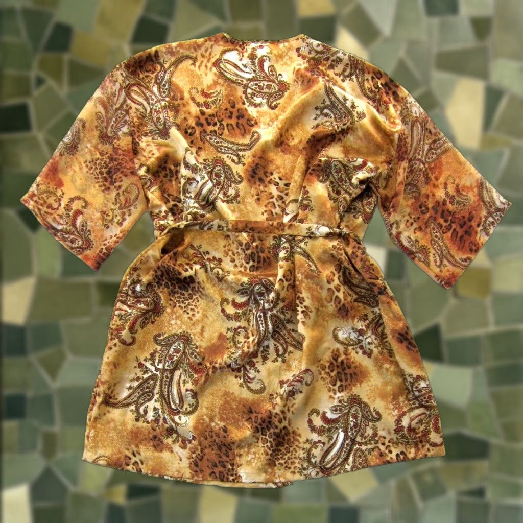 Vintage VINTAGEExpressions Silky Pink Brown Floral Cheetah Tie Short Robe Women Medium Size 32" / US 10 / IT 46 - 1 Thumbnail