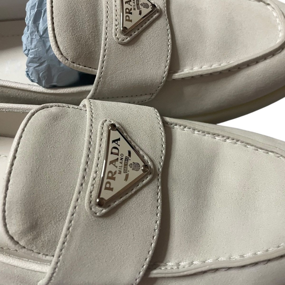 Prada Prada women beige suede loafers size EU 36.5 Size US 6.5 / IT 36.5 - 7 Thumbnail