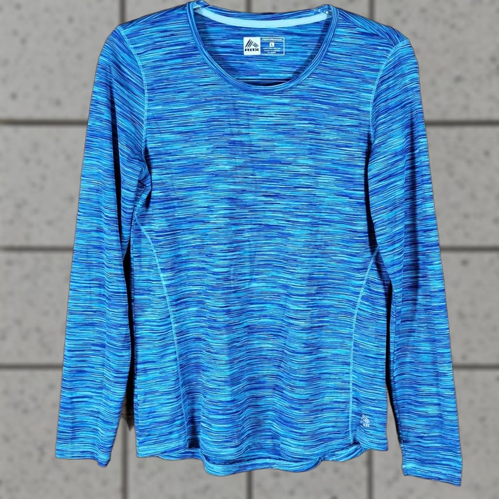 Vintage RBX Performance Top Womens Large Long Sleeve Space Dye Blue Athletic Shirt L Size L / US 10 / IT 46 - 1 Thumbnail