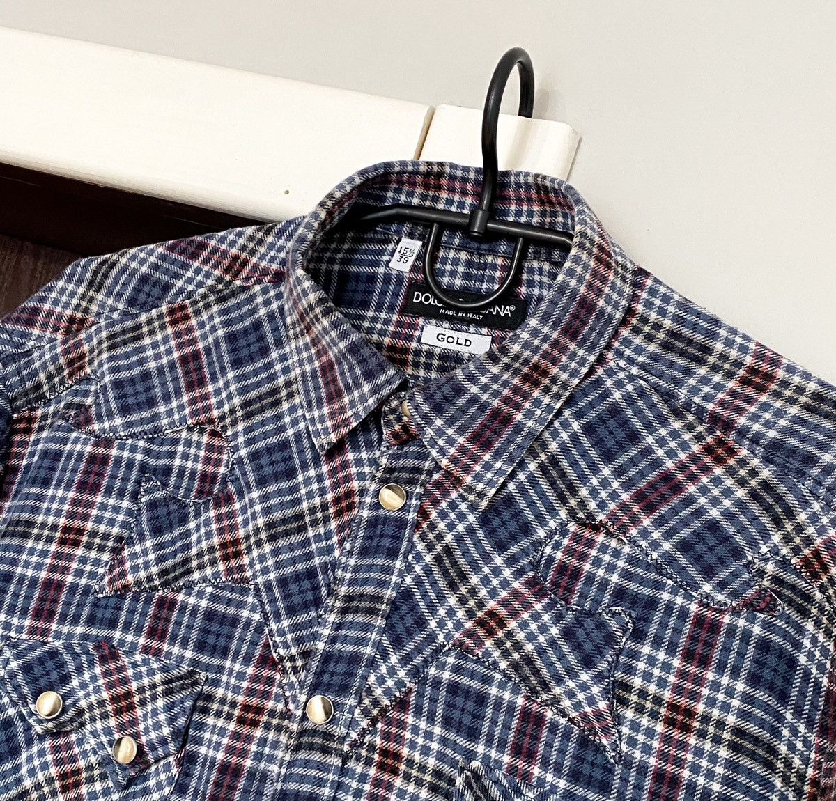 Dolce & Gabbana Dolce & Gabbana Gold Flannel Plaid Shirt Size US M / EU 48-50 / 2 - 4 Thumbnail