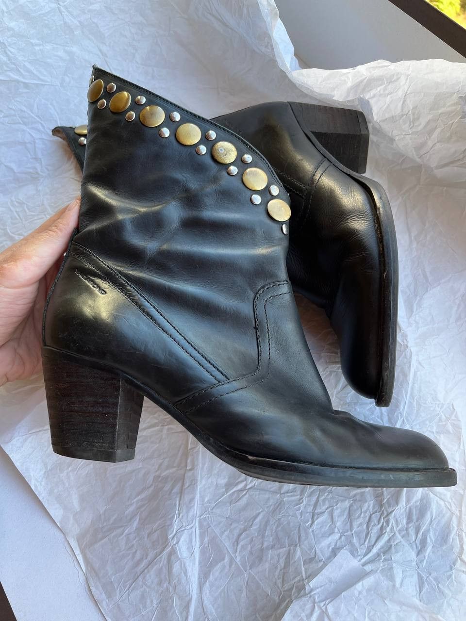 Vagabond × Vintage Vagabond vintage western black leather boots with studs Size US 6 / IT 36 - 2 Thumbnail