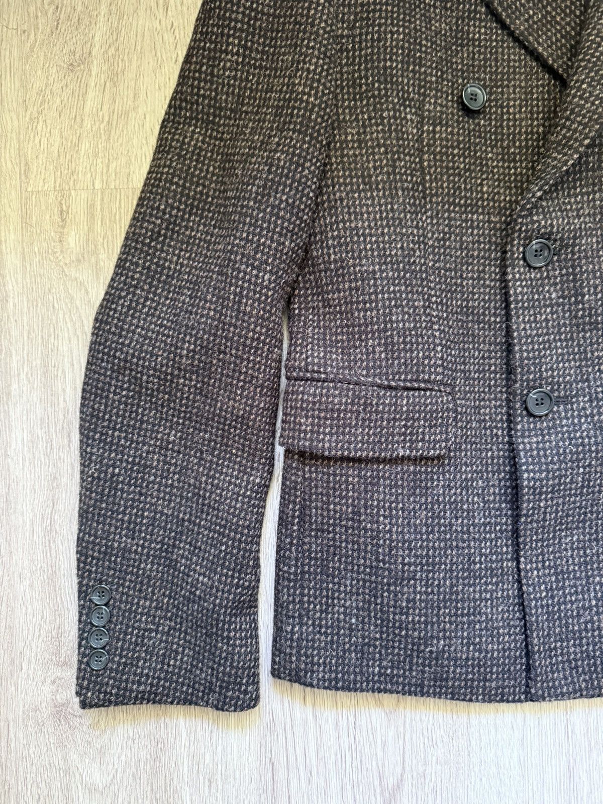 Harris Tweed ASOS Harris Tweed Wool Double Breasted Blazer Jacket Brown Size 40S - 3 Thumbnail