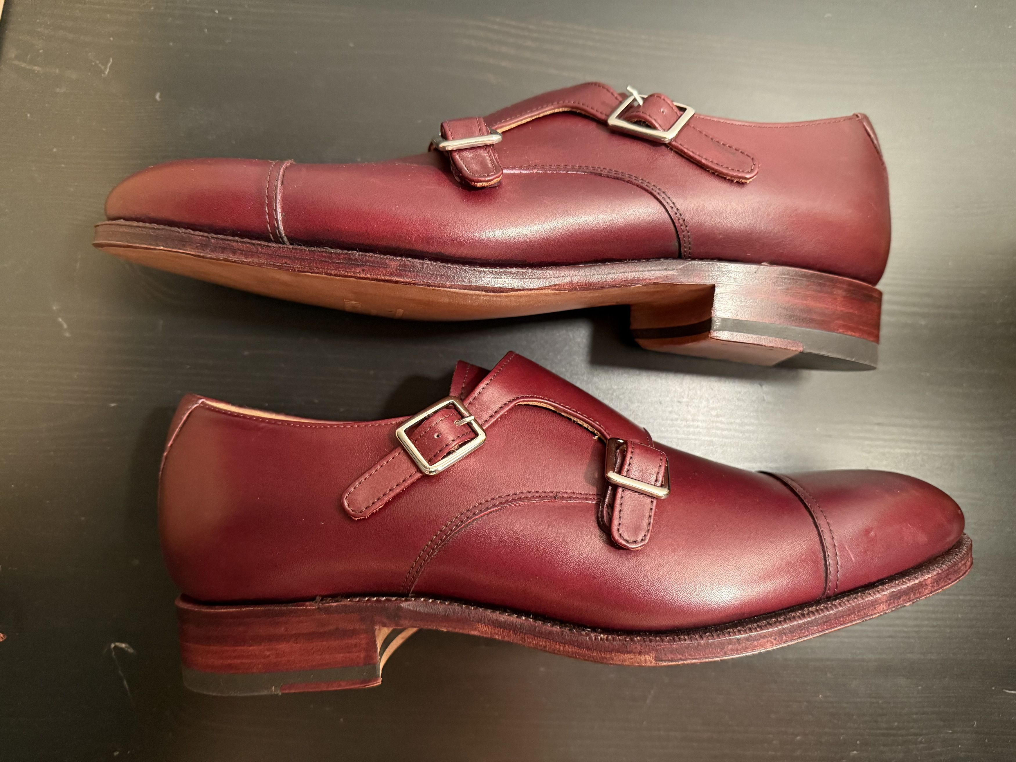 Meermin Meermin Burgundy Calf Double Monks, US 9 / UK 8 Size US 9 / EU 42 - 3 Thumbnail