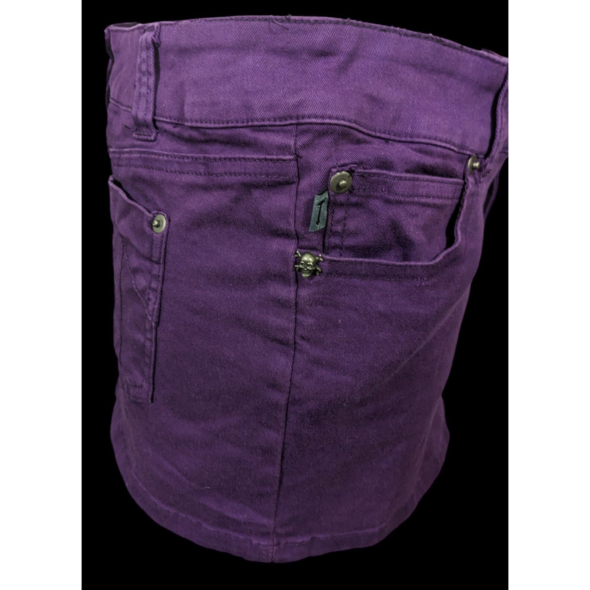 Tripp NYC Gothic Punk Tripp NYC Purple Denim Mini Skirt Size 31" - 5 Thumbnail