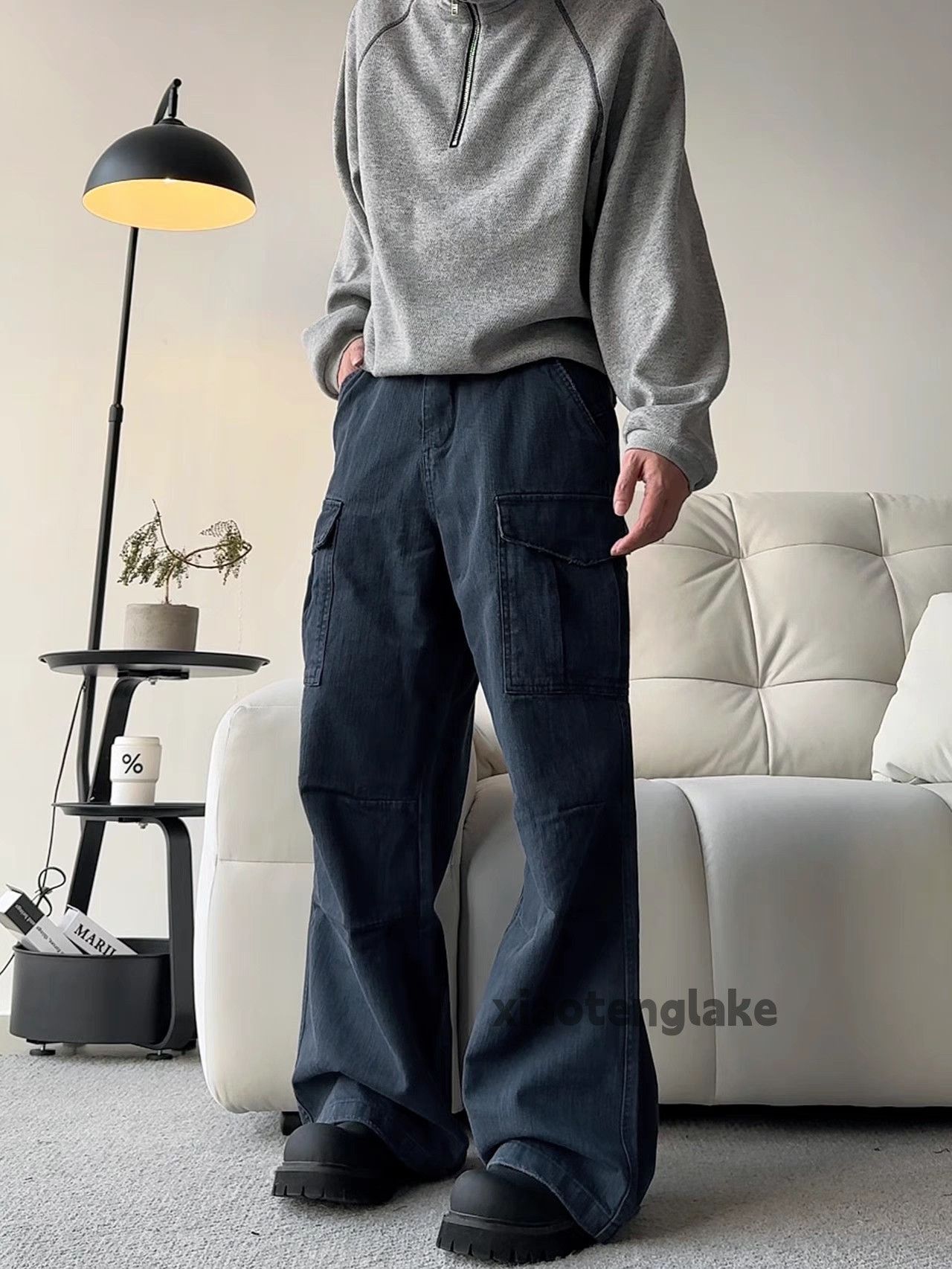 washed faded cleanfit loose baggy outdoor cargo pants