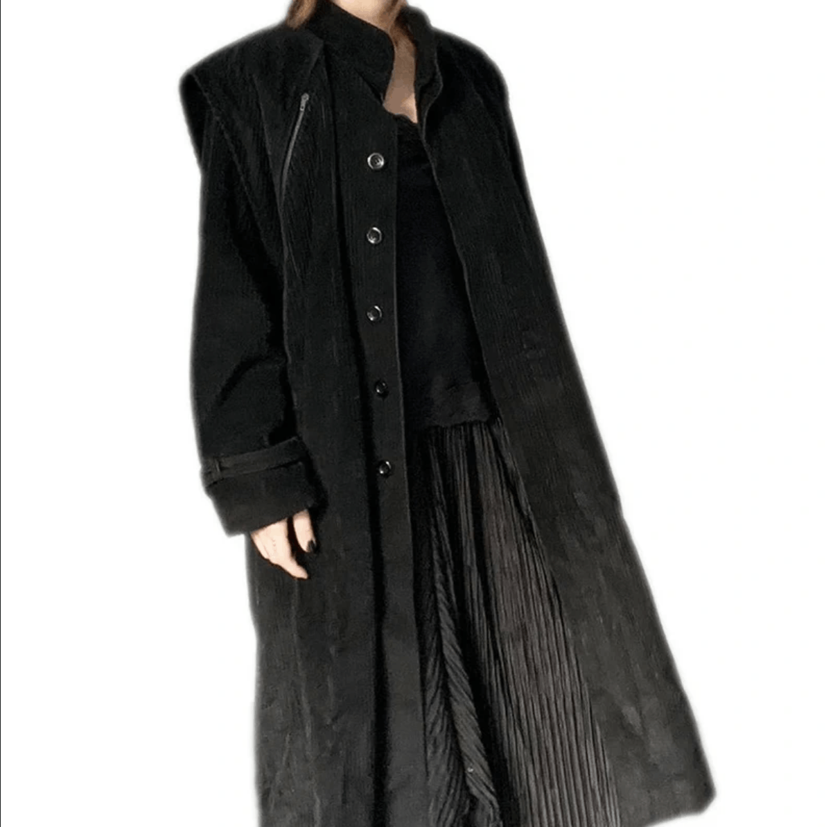 Other Vintage black gothic corduroy coat Size L / US 10 / IT 46 - 3 Thumbnail
