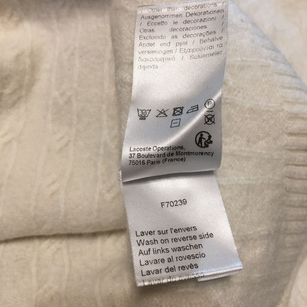 Lacoste Lacoste White Wool Knit Pullover Sweater Size L Size L / US 10 / IT 46 - 10 Thumbnail