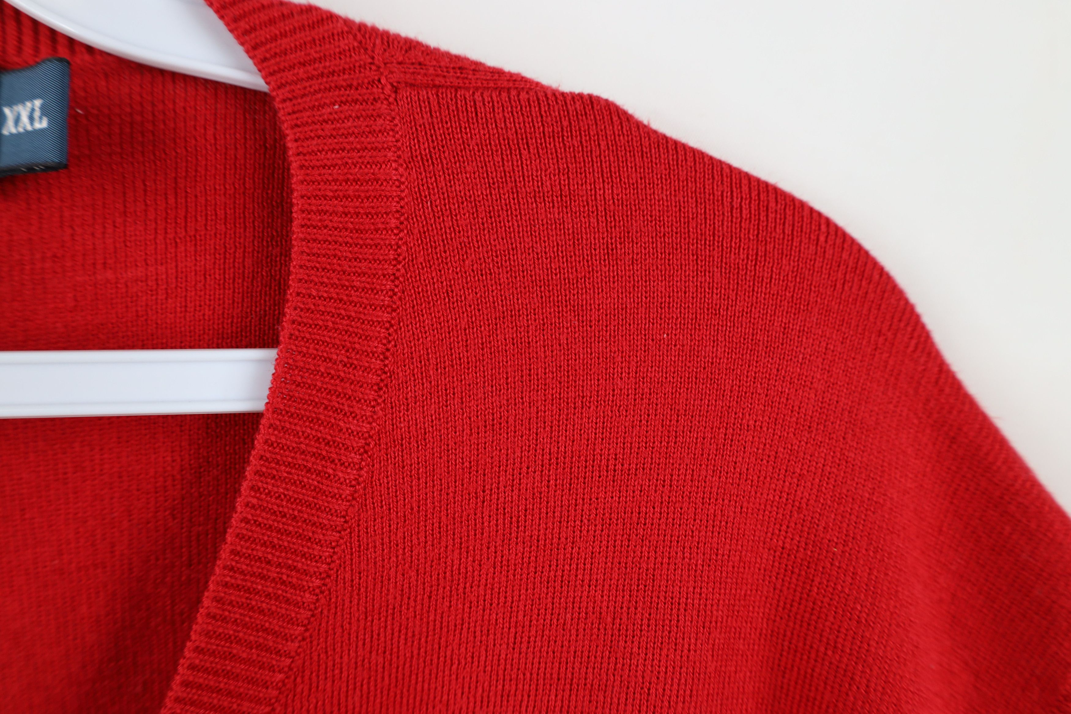 Ralph Lauren Vintage 90s Ralph Lauren Cotton Knit V-Neck Sweater Vest Red Size US XXL / EU 58 / 5 - 9 Thumbnail