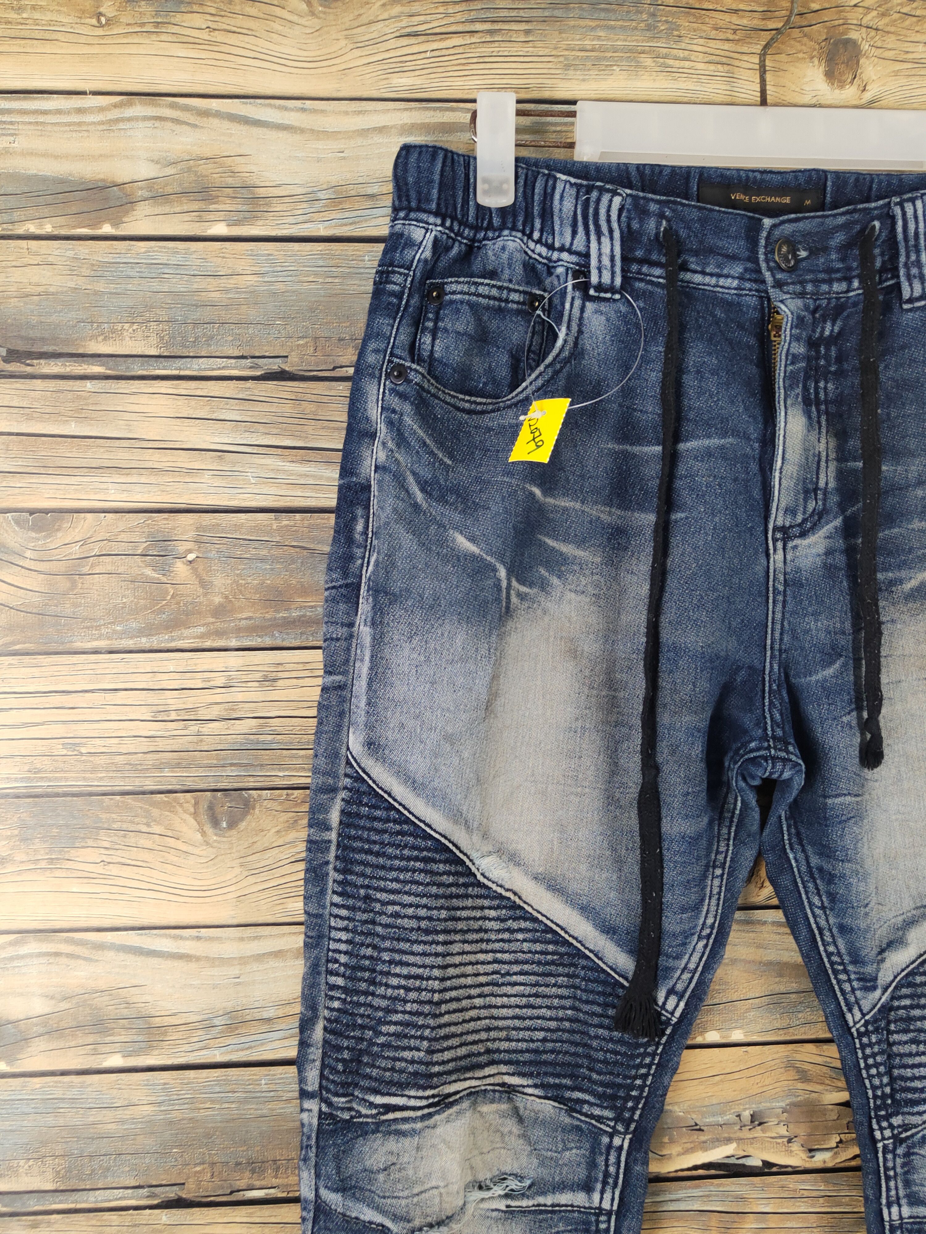 Japanese Brand Vence Exchange Blue Distressed Ripped Jogger Jeans #W2079 Size US 31 - 3 Thumbnail