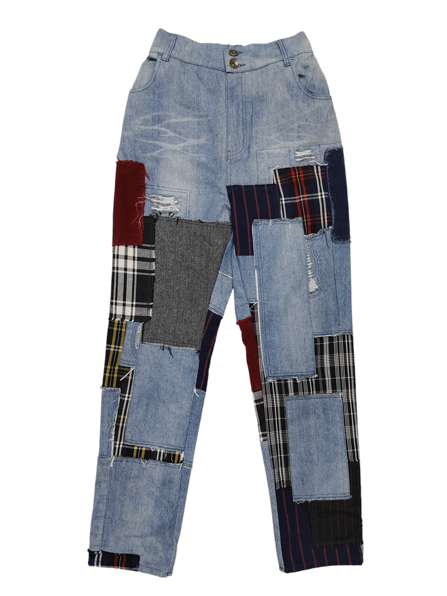 Japanese Brand KOHAKU🇯🇵 Pacthwork Multi Pabric Repairwork Denim Pants Size US 32 / EU 48 - 1 Thumbnail