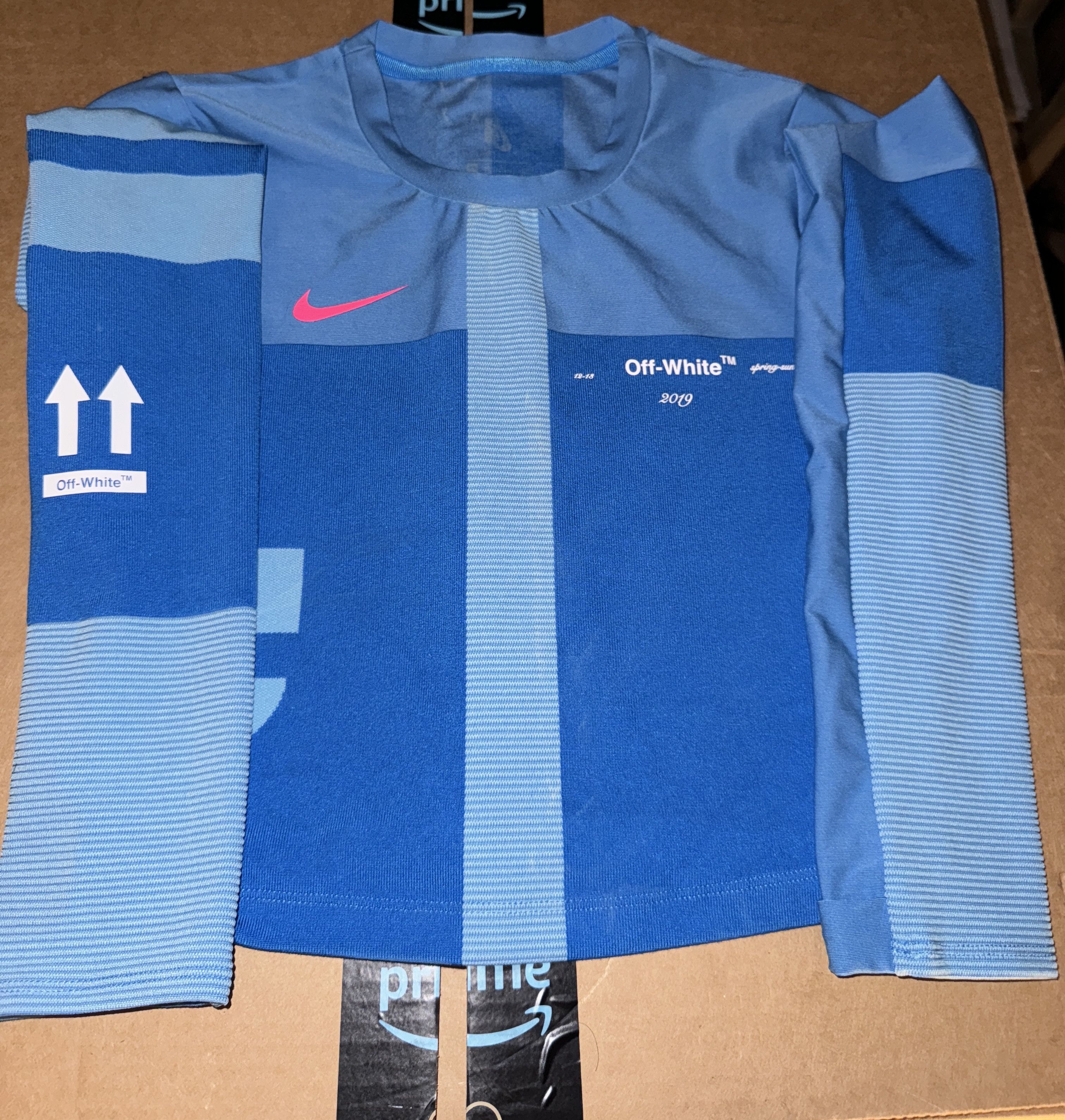 image of Off-White X Nike Women's Easy Run Top Photo Blue (Size XS)