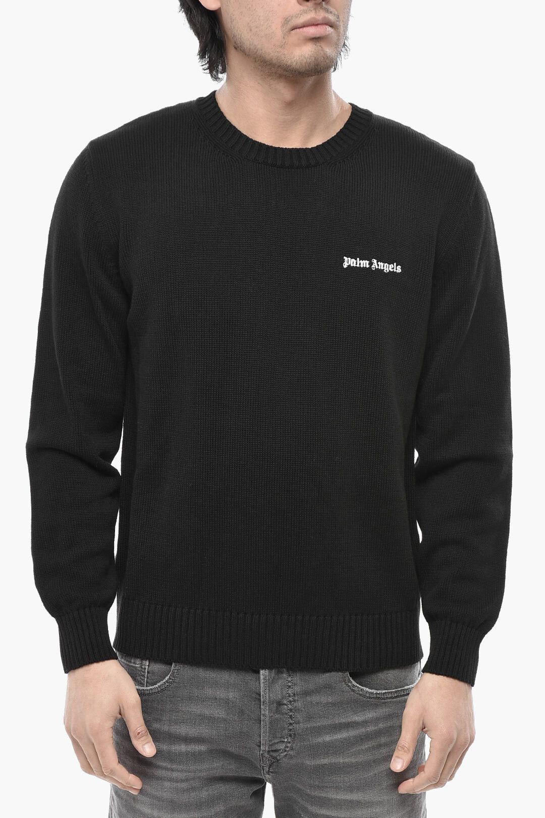 Palm Angels og1mm0326 Cotton Crewneck Sweater in black Size US M / EU 48-50 / 2 - 1 Thumbnail
