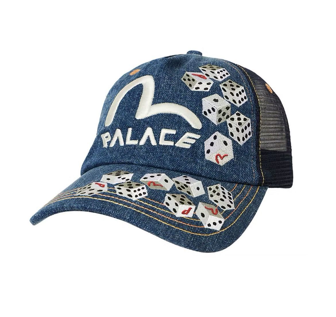 Evisu × Palace Palace x Evisu Denim Mesh Trucker Cap Stone Wash