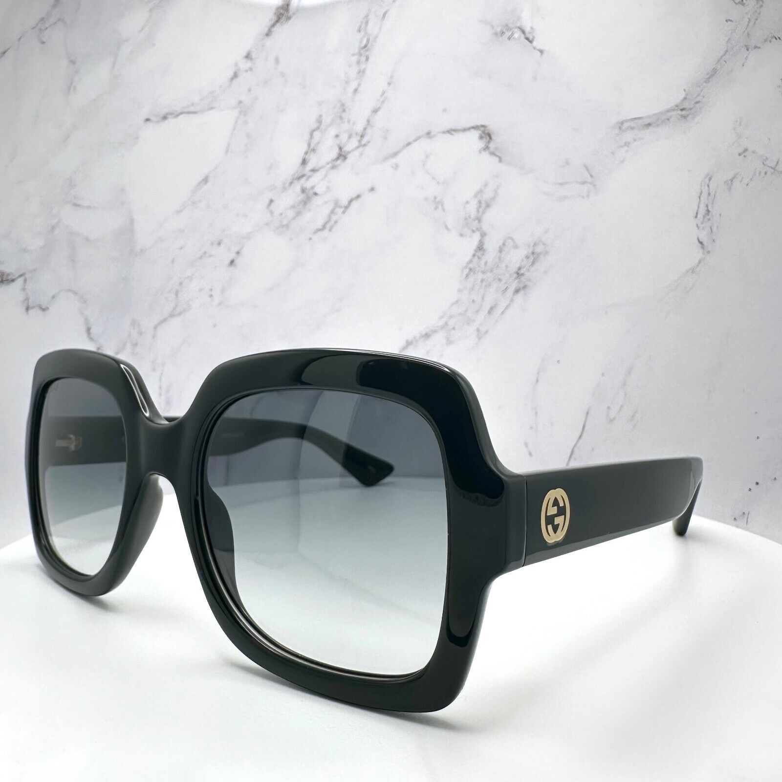 Gucci Gucci Sunglasses Black Square Womens Gold GG Logo Oversized Size ONE SIZE - 19 Thumbnail