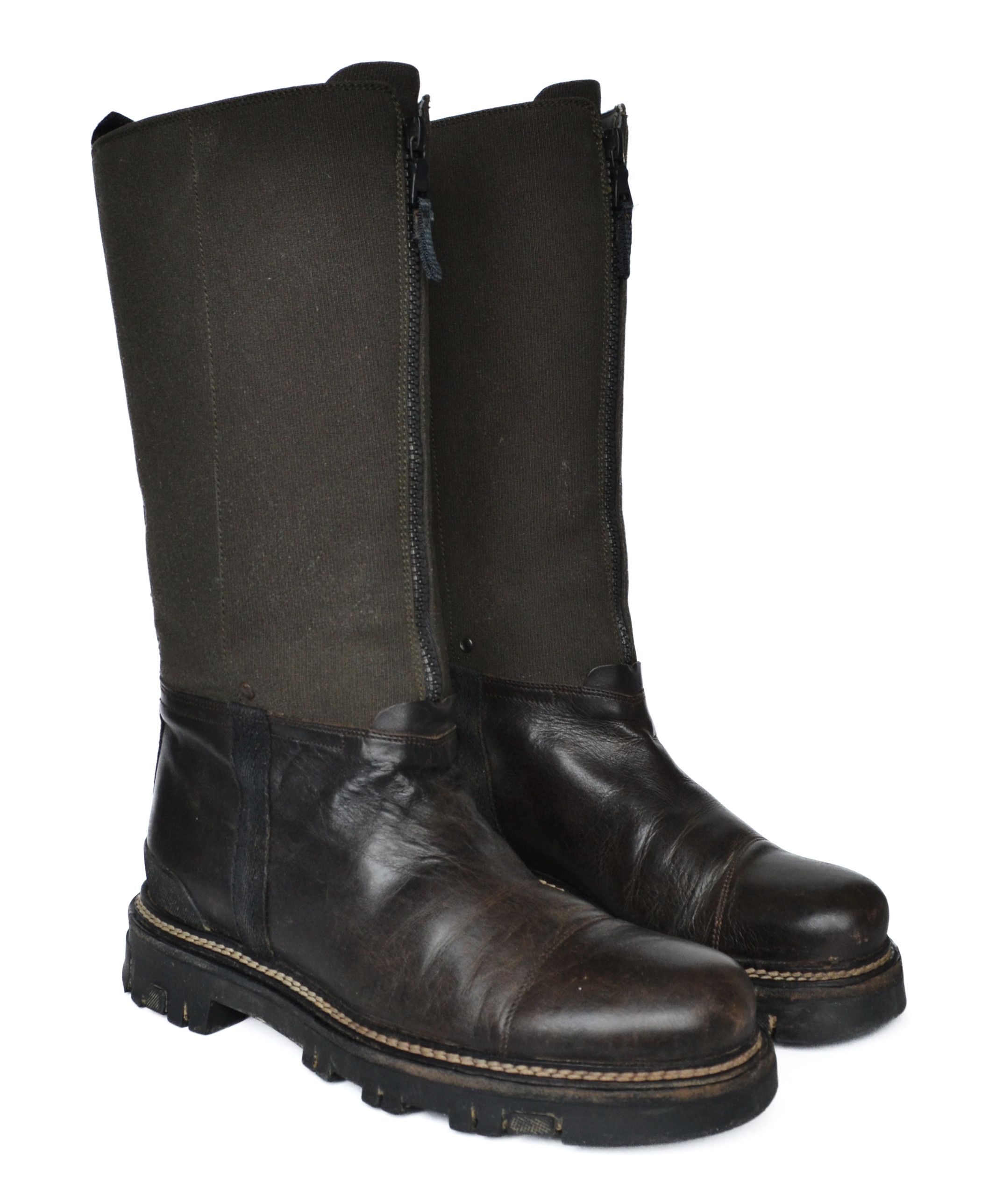 Prada 🔴 PRADA Boots Vintage Leather Tall Brown Khaki Front Zip Size US 10 / IT 40 - 1 Thumbnail