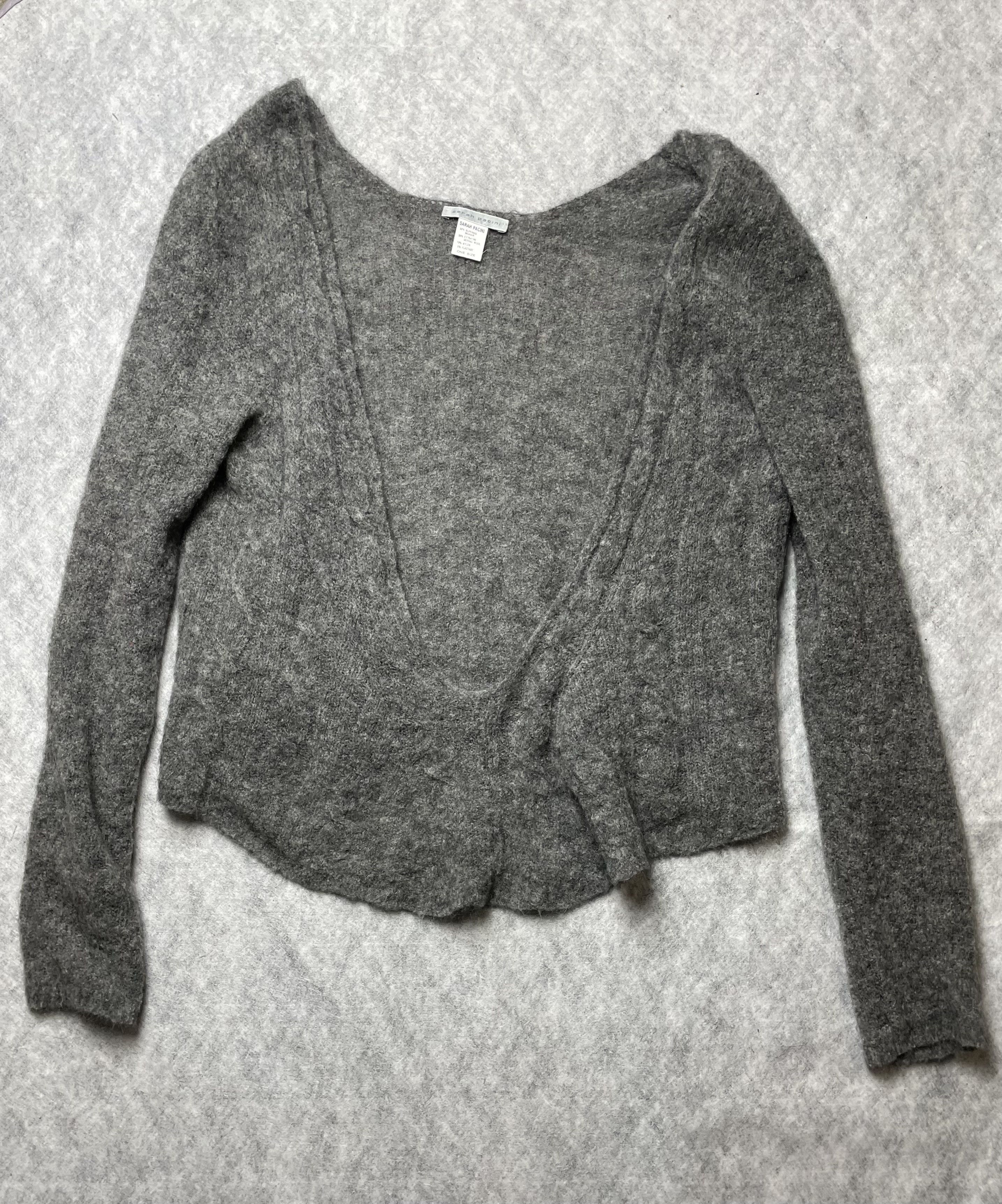 Sarah Pacini Sarah Pacini Women’s Plunging V-neck Mohair Sweater Oversize Size ONE SIZE - 5 Thumbnail