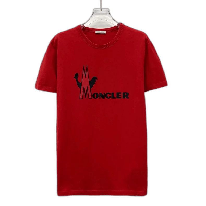 Moncler Moncler Red Logo Printed Cotton T-Shirt Size L / US 10 / IT 46 - 1 Thumbnail