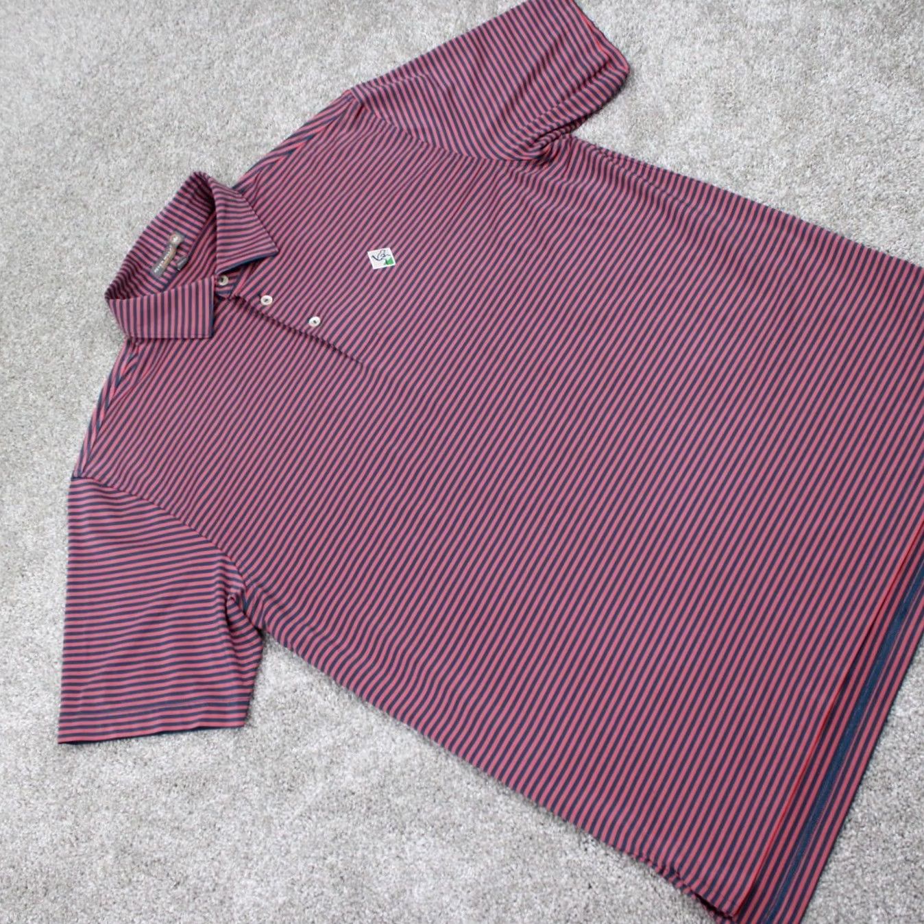 Peter Millar Peter Millar Summer Comfort Polo Shirt Men Large Pink/Blue Split Hem Stretch S/S Polo Shirt Mens Large Pink Blue Striped Golf Logo Polo Size US L / EU 52-54 / 3 - 7 Thumbnail