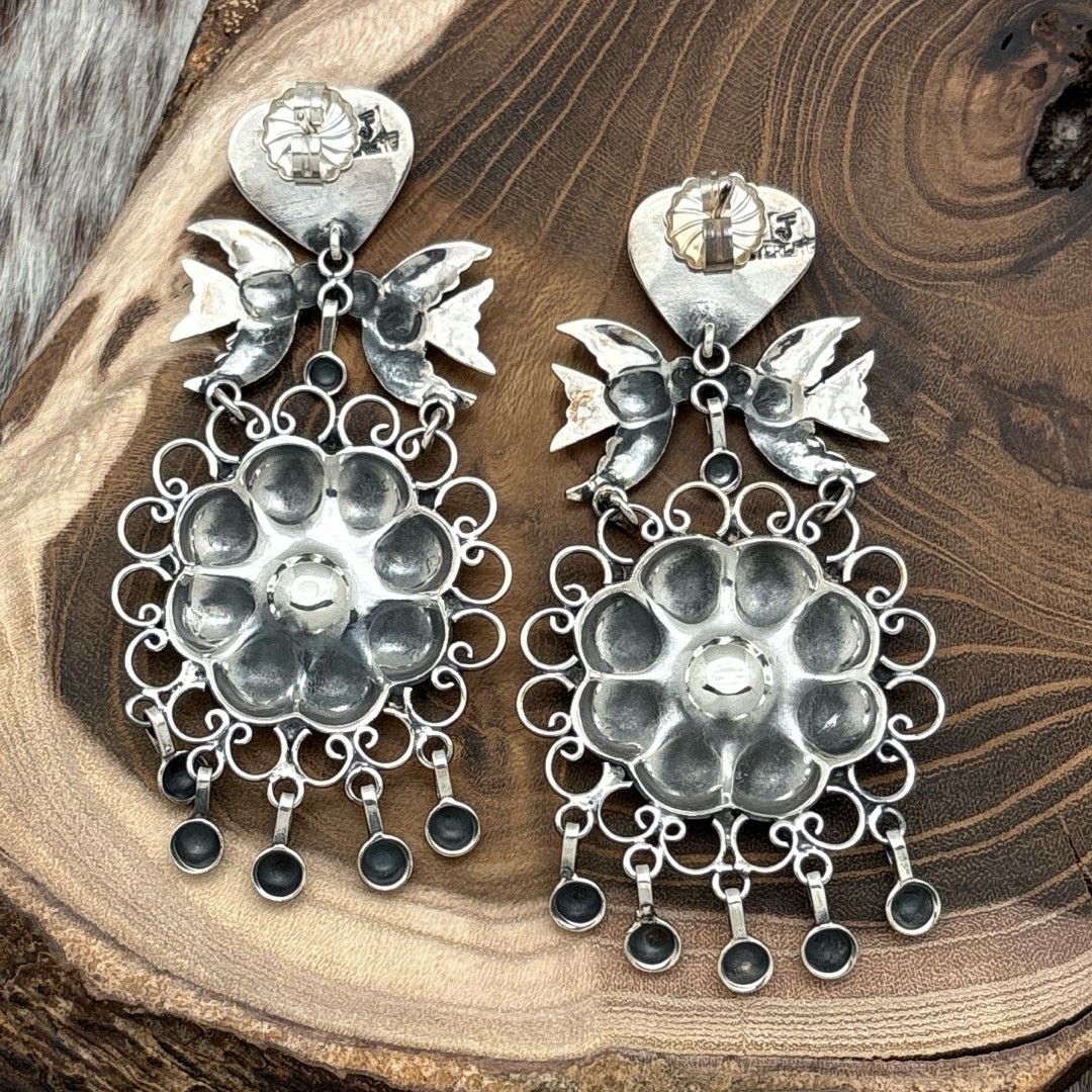 Other FEDERICO JIMENEZ Sterling Chandelier Earrings Flowers Birds Size ONE SIZE - 2 Thumbnail