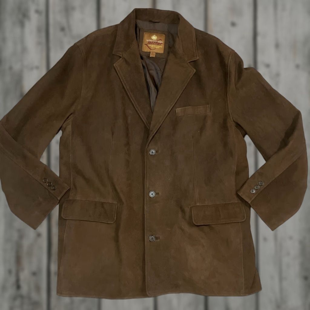 VINTAGE The Territory Ahead Blazer Jacket XL Brown Leather 3 Button Sports Mens