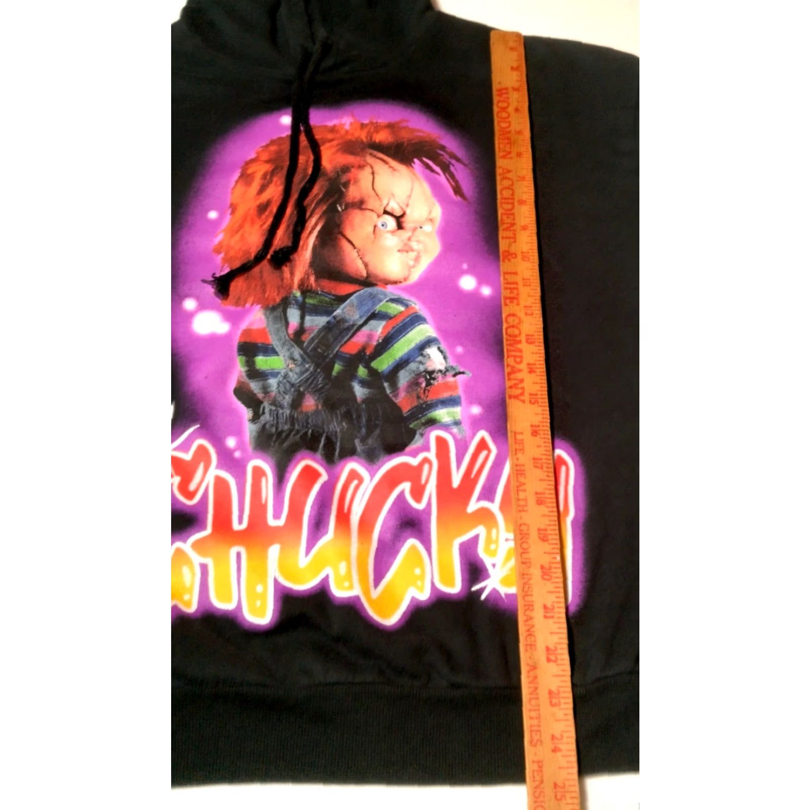 Vintage VINTAGE? (no) Chucky Doll Hoodie Hoodie Men M Black Pullover Horror Movie Graphic Hooded Sweatshirt Halloween Doll 90s Mens Size US M / EU 48-50 / 2 - 6 Thumbnail