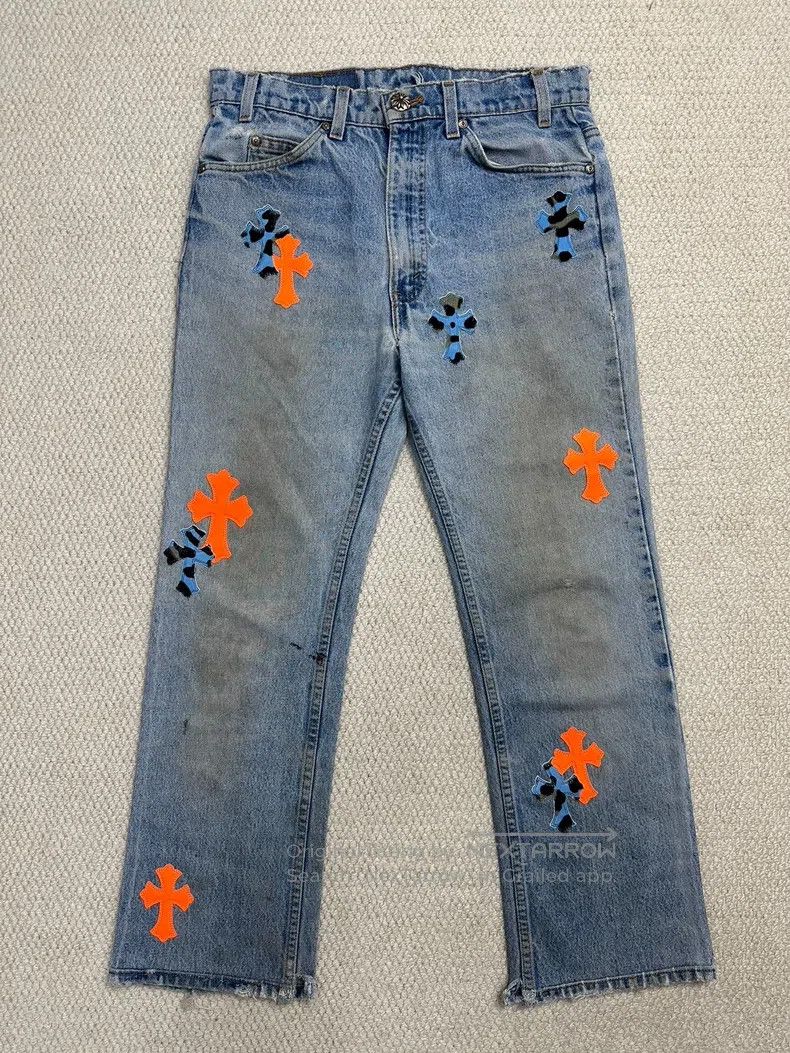 Chrome Hearts CHROME HEARTS 31 Stb limited blue leopard print/orange cros Size US 31 - 1 Thumbnail