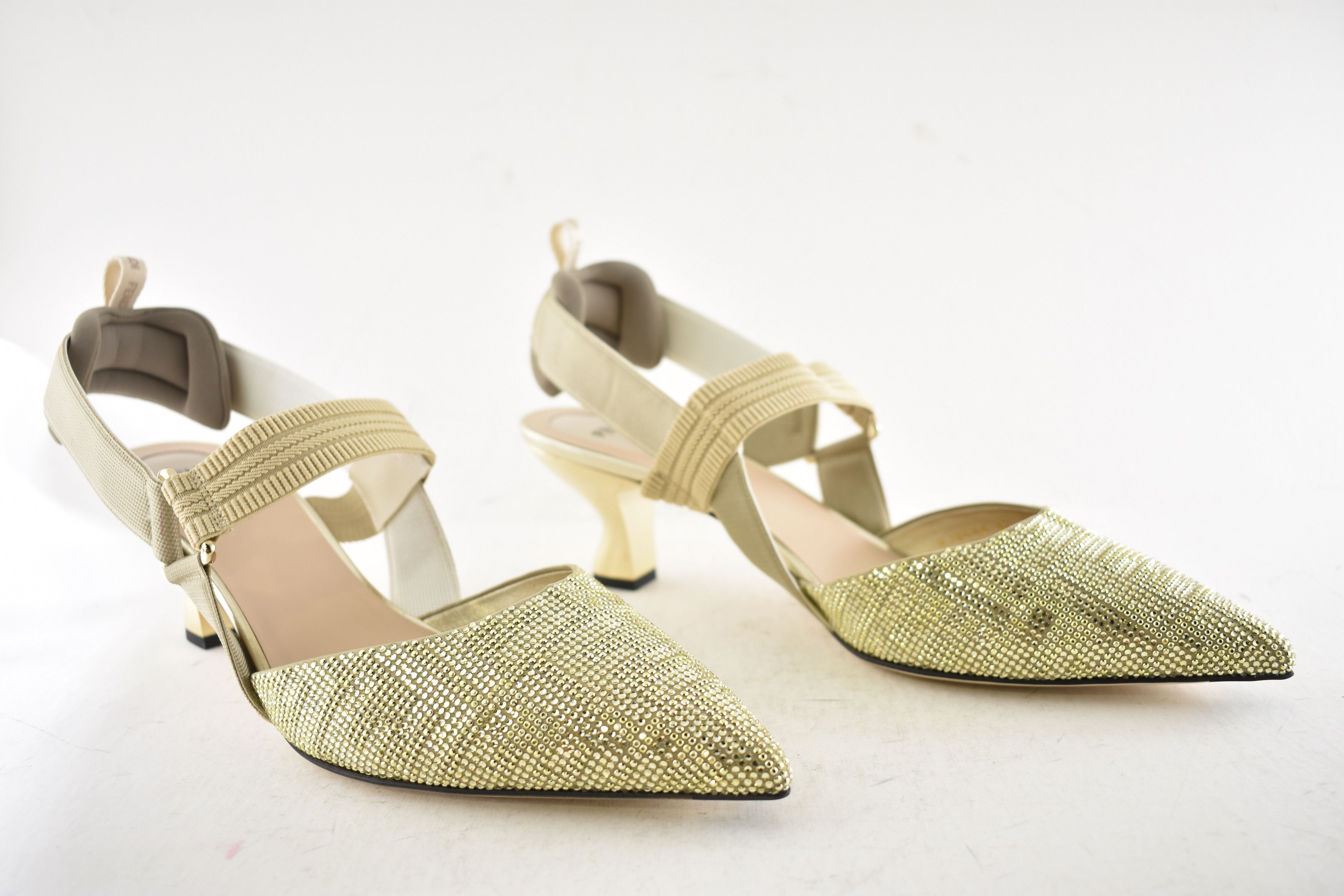 Fendi Colibri 55mm Strass Crystal FF Logo Slingback Heel Pump 42 Size US 12 / IT 42 - 4 Thumbnail