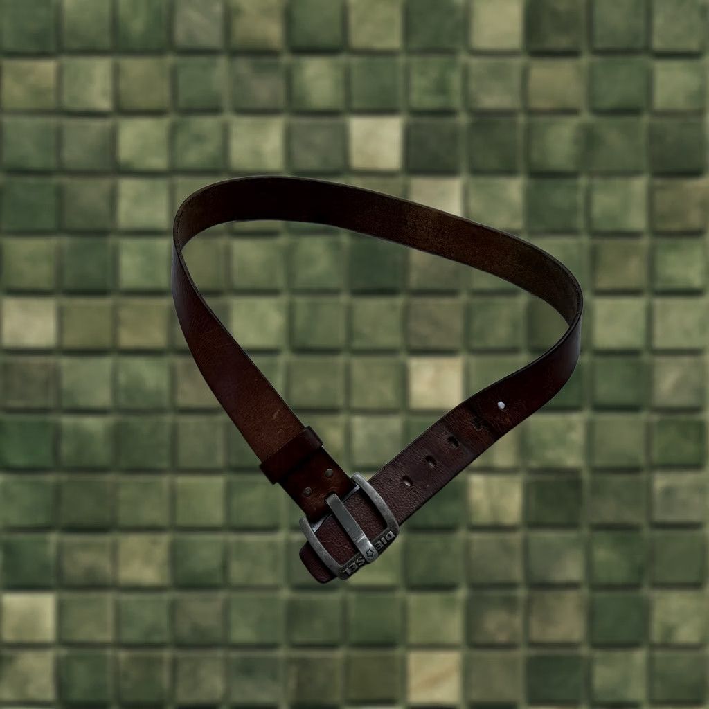 Diesel VINTAGE Diesel Leather Belt Brown 102 cm Length Metal Buckle Logo Studded Western Belt Men Size ONE SIZE - 1 Thumbnail