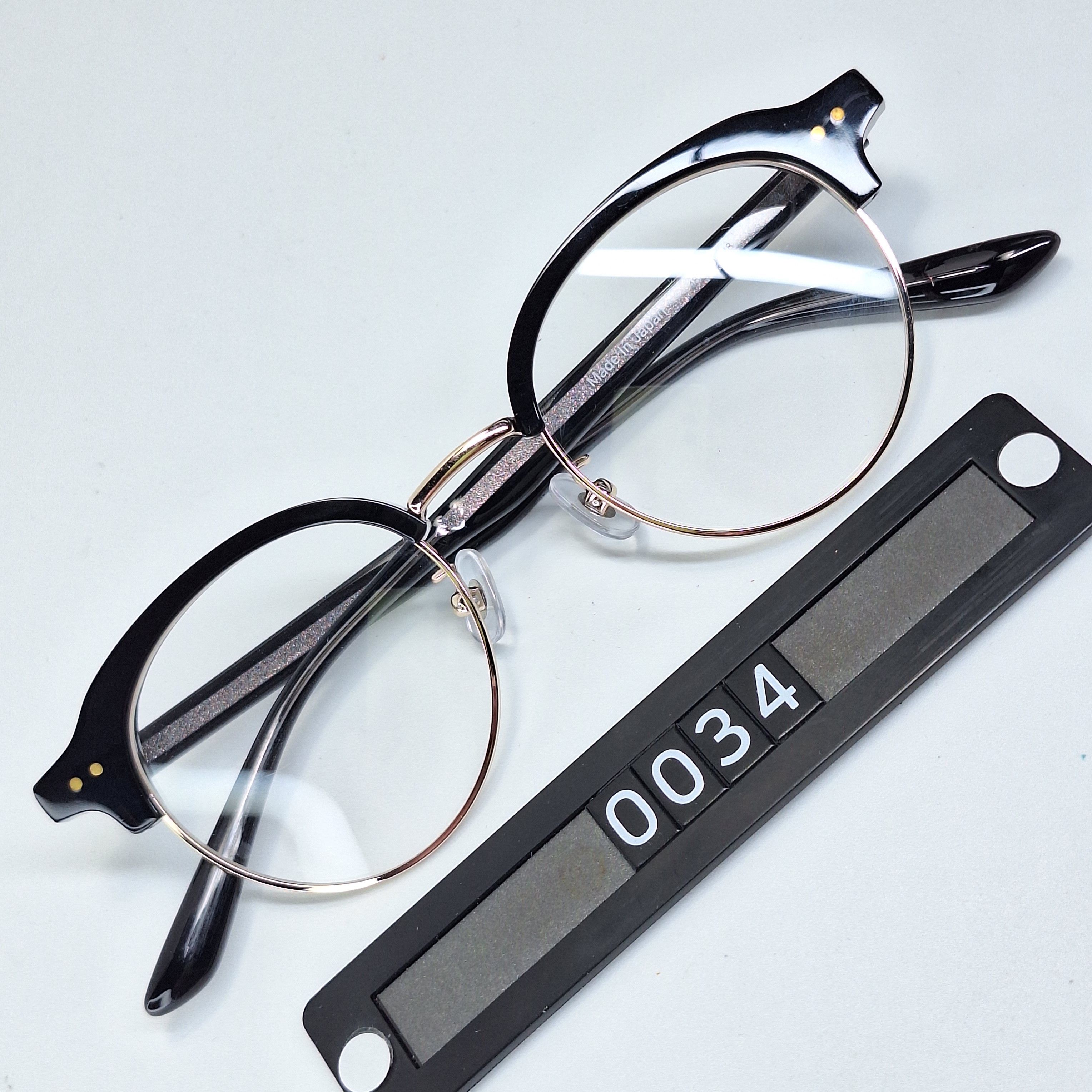 Other Japan Made Black Gold Browline Acetate Eyeglass Frame 48mm Size ONE SIZE - 1 Thumbnail