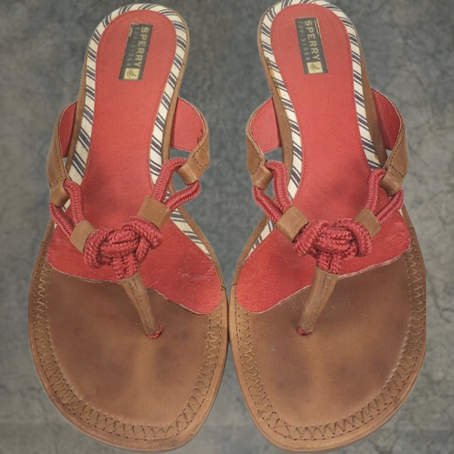 Sperry Sperry Top-Sider Women's Wedge Sandal Size 10M Red Slip On Non-Marking Thong Casual Rope Work Size L / US 10 / IT 46 - 1 Thumbnail