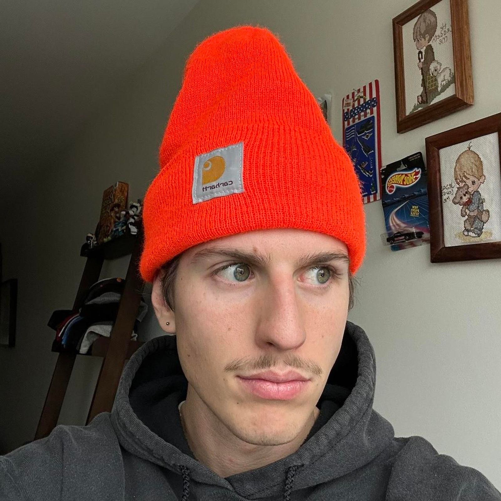 NWT Carhartt Brite Neon Orange Knit Cuffed Unisex Beanie Hat Carhartt Beanie Orange Hats for Men for sale | eBay main image 4