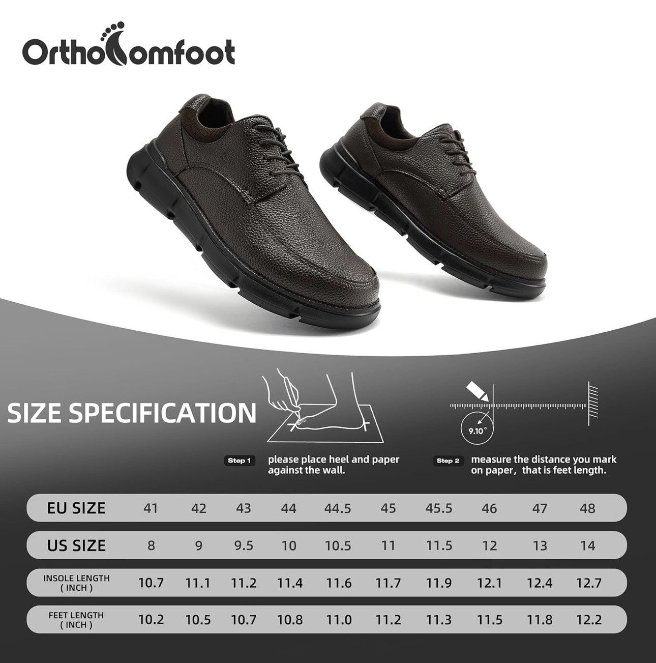 Other New Men's Orthopedic Wide Business Leather Dress Shoes Size US 11 / EU 44 - 10 Thumbnail