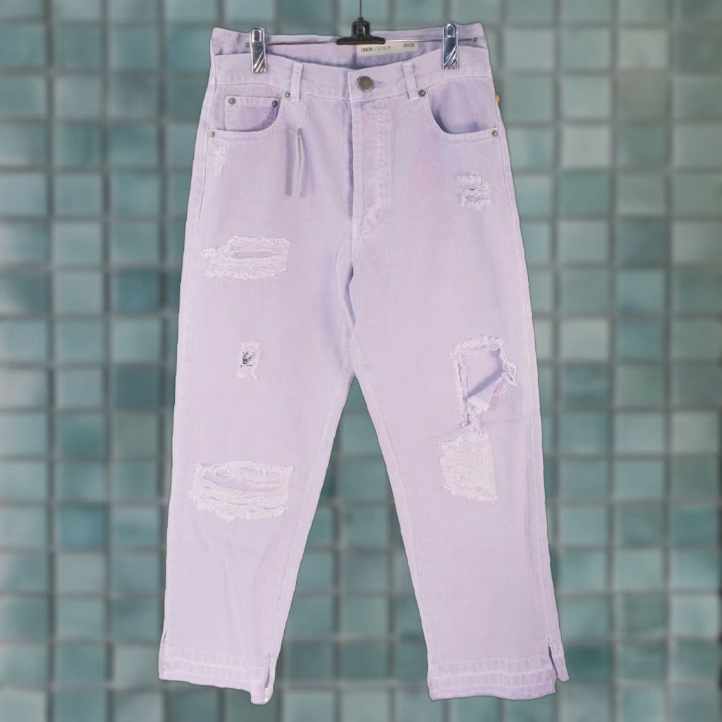 Asos ASOS Women's Purple Ripped Distressed Denim Jeans, Size 26X32 - Button Fly - 26x32 - Purple - Jeans - Women Size 26" / US 2 / IT 38 - 1 Thumbnail