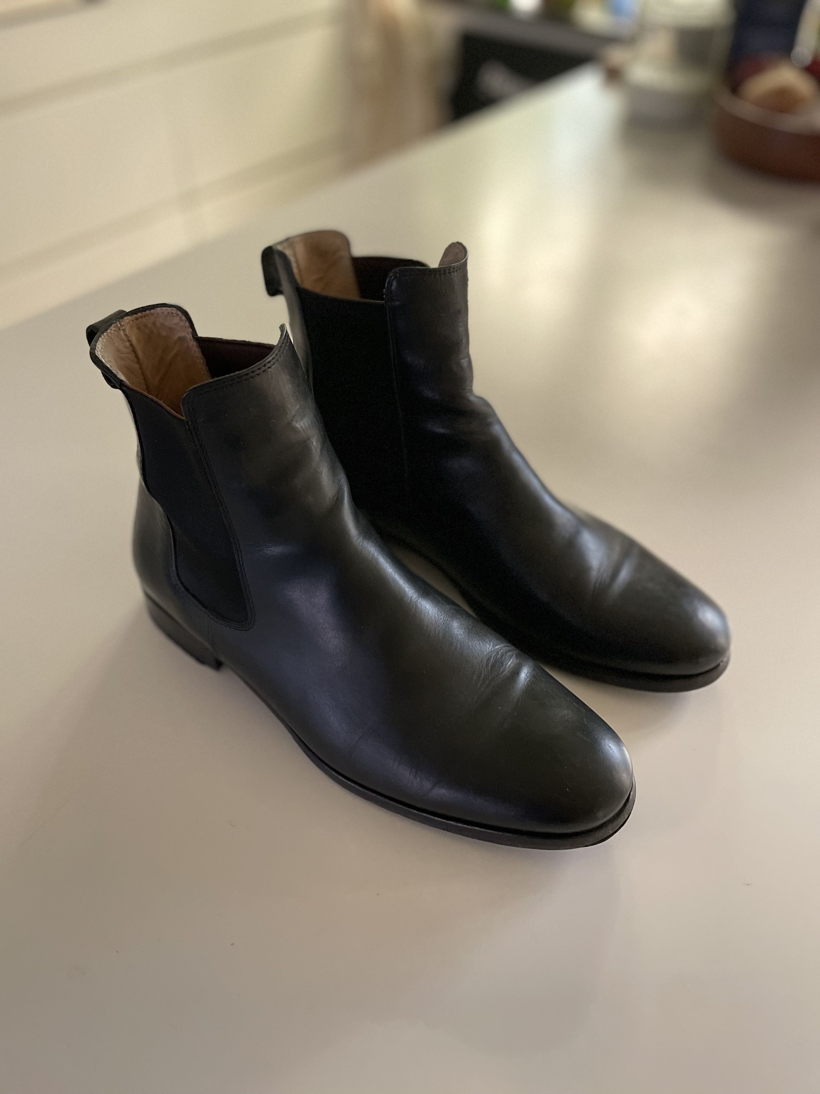A.P.C. black leather Chelsea Boots
