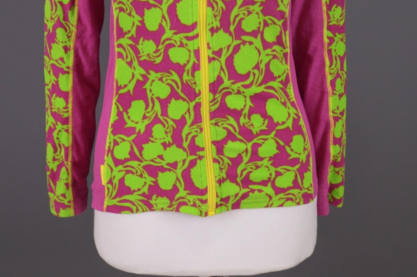 Designer Kari Traa Green Floral Full Zip Fleece Jacket Size S Size S / US 4 / IT 40 - 2 Thumbnail