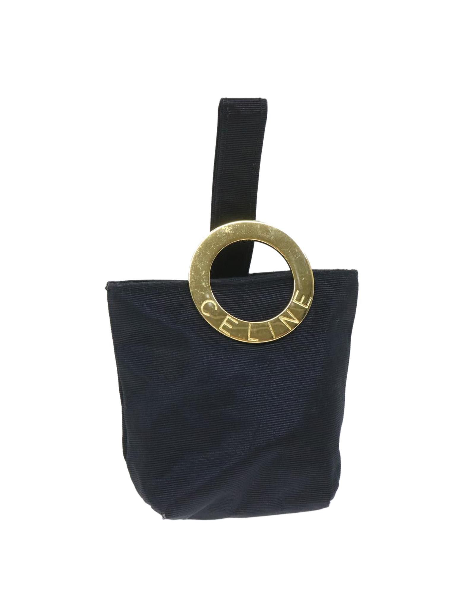 image of Celine Black Nylon Circle Pouch, Women's