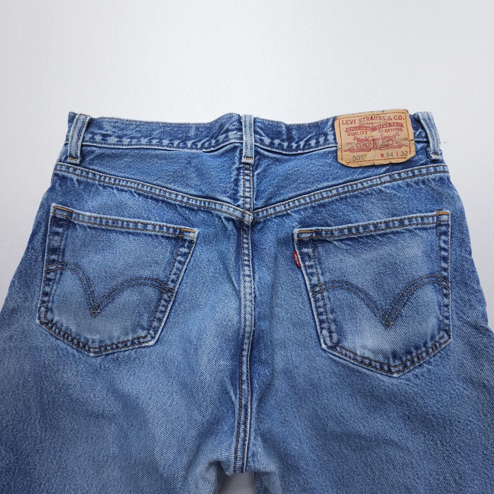 Levi's Levi's Jeans 505 Straight Leg Mens 34 x 30 Inseam Distressed Denim Blue 5-Pocket Regular Fit Vintage: No Size US 34 / EU 50 - 5 Thumbnail