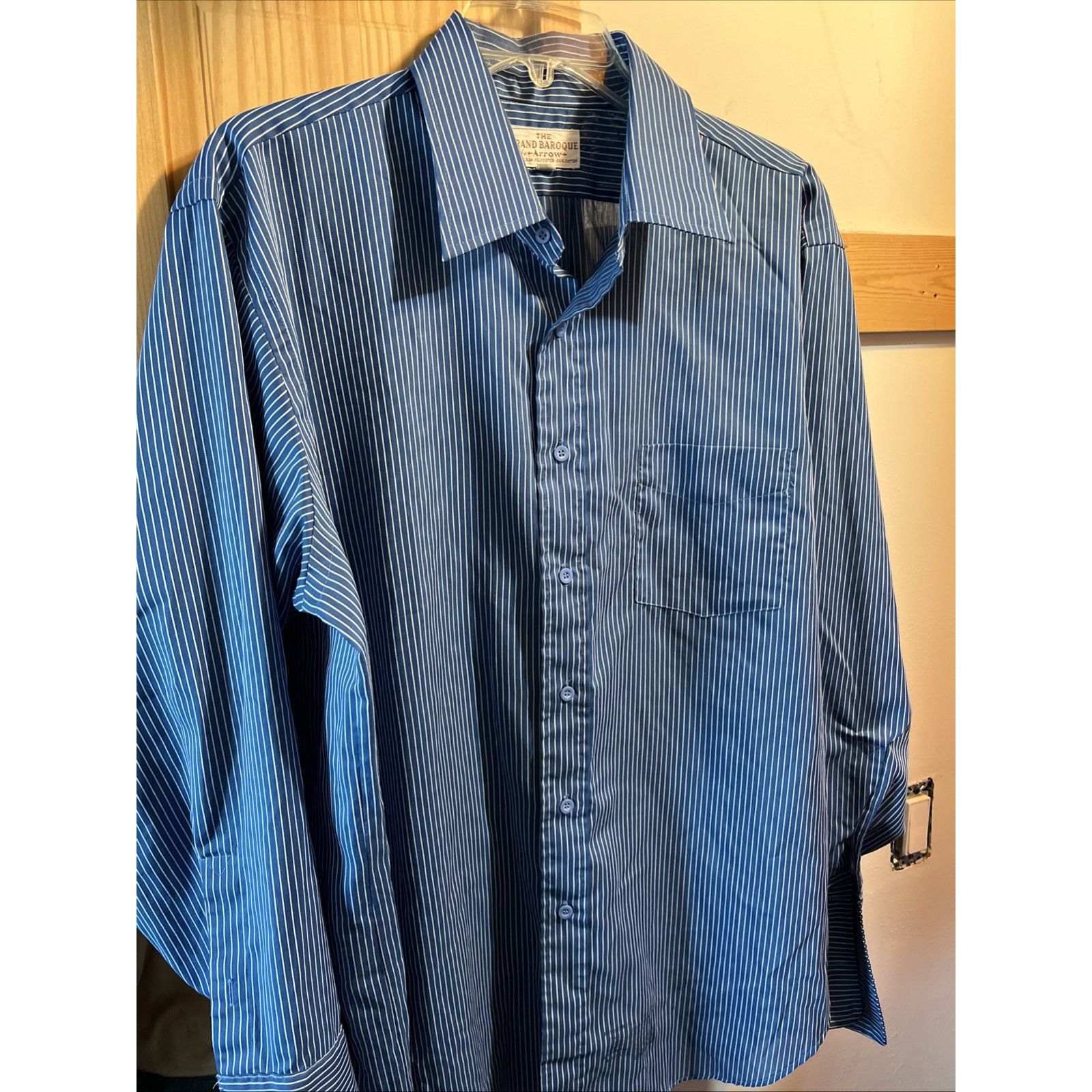 Arrow Arrow Grand Baroque Vintage Mens XL 17 33 Blue Striped Shirt Size US XL / EU 56 / 4 - 2 Thumbnail