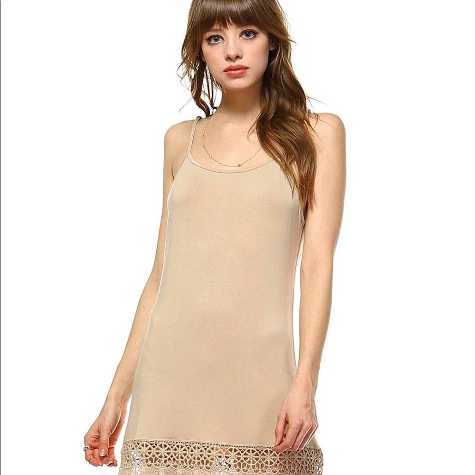 Other Top Stitch dune tunic tank with crochet lace hem Size L / US 10 / IT 46 - 1 Thumbnail